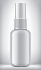 Spray bottle on background. Glossy surface, non-transparent cap version. 