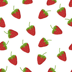 Strawberry seamless pattern isolated on white background. Vector.