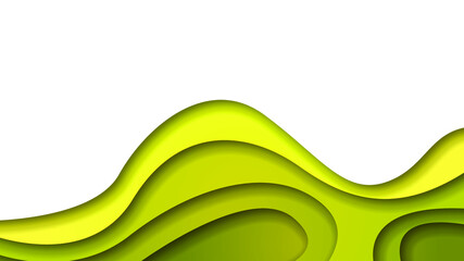 White And Yellow Abstract Paper Cut Background Vector Shadows 3D Smooth Objects Modern Design