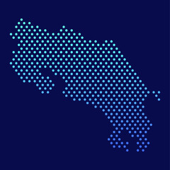 Fototapeta premium Costa Rica Dotted Map Vector Round Design Gradient Art