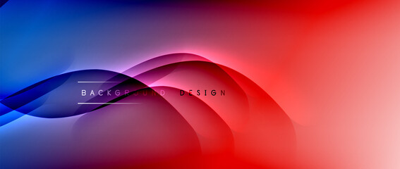 Fluid gradient waves with shadow lines and glowing light effect, modern flowing motion abstract background for cover, placards, poster, banner or flyer