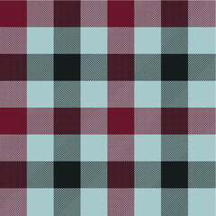 Tartan (plaid) seamless pattern. Three colors ( light blue, dark red, black)