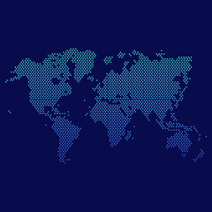 World Map Iternational Dotted Map Vector Round Design Gradient Art