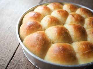 bread roll in round baking tin