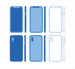 Blueprint Mobile Phone Wireframe App Template Blue