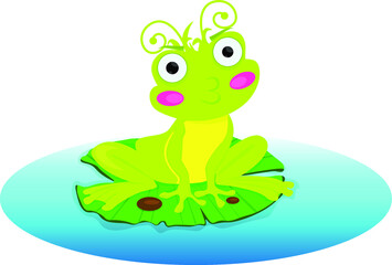  cartoon vector green frog lake