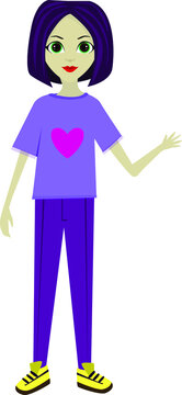 cortoon girl vector purple clothes