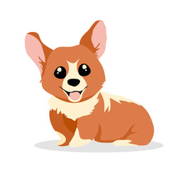 Vector illustration of cute and happy Corgi dog