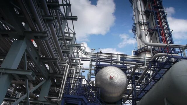 Stock video footage time laps oil refinery