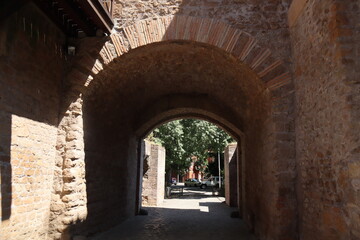 Fototapeta na wymiar PHOTO OF AN OLD AND HISTORICAL BRIDGE OF ROME ITALY