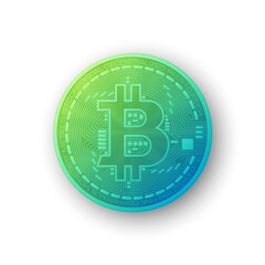 HUD Golden bitcoin. Digital currency money. Technology bitcoin mining worldwide network concept. Web banner golden bitcoin background. Physical bit coin. Cryptocurrency technology gold coins money