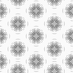 Hand drawn sketched seamless pattern round sacred symbol. Vector illustration