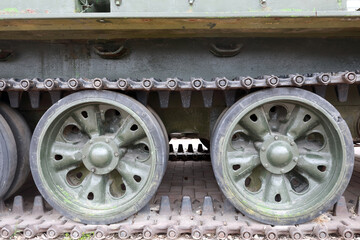 View of caterpillar of Soviet tank
