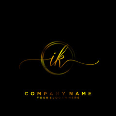 IK Initial handwriting logo vector
