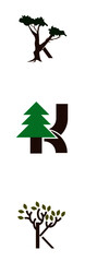 Obraz premium Tree logo incorporating letter K, pack of 3.