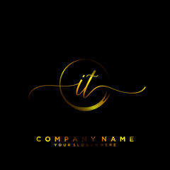 IT Initial handwriting logo vector