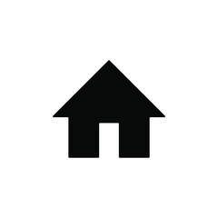 Home icon. House symbol button. Flat shape building logo sign. Black silhouette isolated on white background. Vector illustration image.
