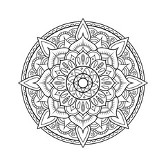 Mandala element. Symmetric black vector illustration. Abstract doodle background. Good for cards, invitations and presentations, party, bag, t-shirt, marketing materials. Indian east style.