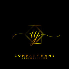 IY Initial handwriting logo vector