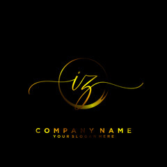 IZ Initial handwriting logo vector
