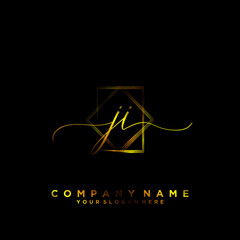 JI Initial handwriting logo vector