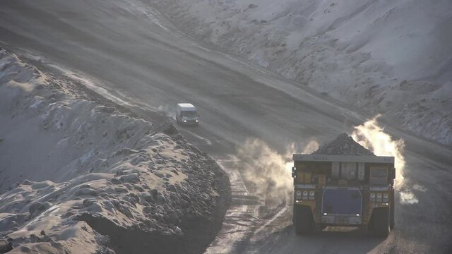 Stock video footage Mining truck turns unloading
