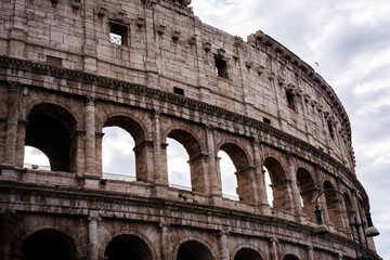 Fototapeta na wymiar Original facade of the Colosseum in Rome