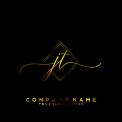 JT Initial handwriting logo vector
