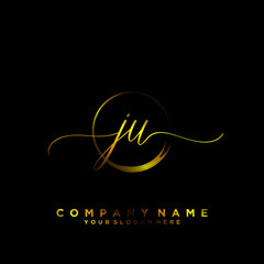 JU Initial handwriting logo vector
