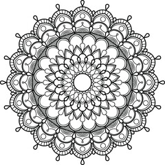 Decorative ethnic round mandala pattern. Anti-stress coloring book page for kids and adults. Vector illustration.