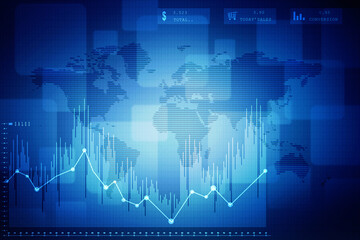 2d rendering Stock market online business concept. business Graph 