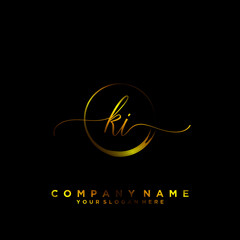 KI Initial handwriting logo vector