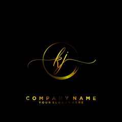 KJ Initial handwriting logo vector