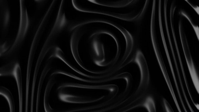 Black liquid wavy dynamic surface background. 3d seamless looped smooth surface animation with waves. 3D render.