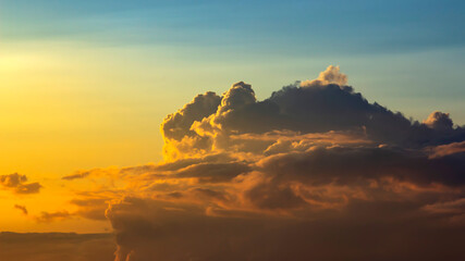 World environment day concept. Dramatic sunset with beautiful clouds on a summer evening. The size of the banner.
