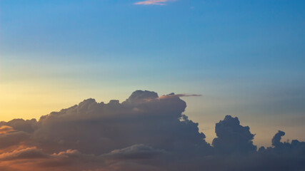 World environment day concept. Dramatic sunset with beautiful clouds on a summer evening. The size of the banner.