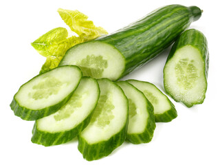 Cucumber slices isolated on white background