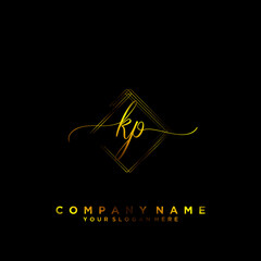 KP Initial handwriting logo vector