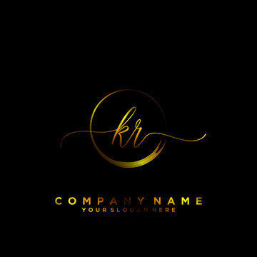 KR Initial handwriting logo vector