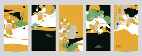 Naklejka premium Elegant natural pastel muted pale calm tones card templates set. Collection of romantic invitations abstraction background line color