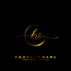 KV Initial handwriting logo vector