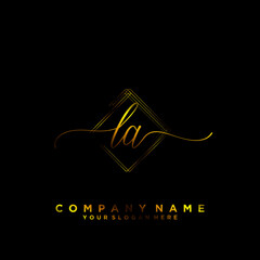 LA Initial handwriting logo vector