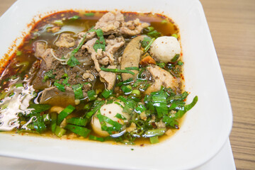 Thai style classic boat noodle