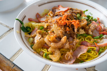 Fototapeta na wymiar Chinese food, Wonton and noodle
