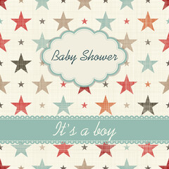 Editable template for a birthday card with star pattern. Baby shower invitation 