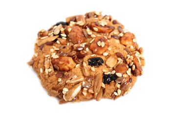 Multi seed cookie. Isolated on white background. Macro.