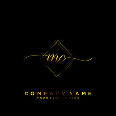 MC Initial handwriting logo vector