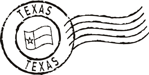 Black postal grunge stamp ''Texas''.