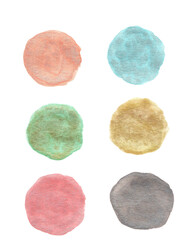 shiny watercolor stains set different colorful gold grey green blue pink orange