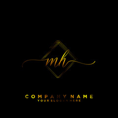 MH Initial handwriting logo vector